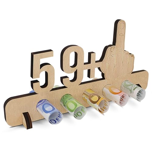 Sugeru Ausgefallenes Geldgeschenke 60. Geburtstag - 59 + 1 | Witzige Lustige Geldgeschenke Schild | Gästebuch Geschenk | Holz Deco für Jubiläum Freunde/Familie/Mann/Frauen Kreatives(60) von Sugeru