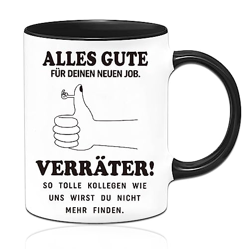 Sugeru® Tasse - abschiedsgeschenk kollegen mit Spruch Alles Gute für Deinen neuen Job - Geschenk zum Abschied | kleine geschenke abschied kollegen | Glossy Emaille Tasse (A) von Sugeru