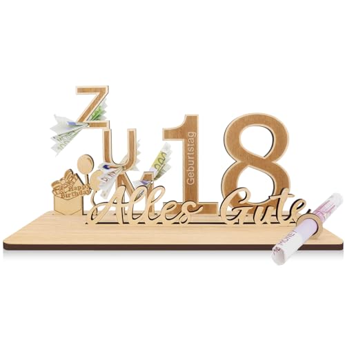 Sugeru Geldgeschenke Geburtstag Zum 18 | 25x13x12cm | Geburtstag Frauen Mann | Geschenke aus Holz Dekoration,Personalisierte Geldgeschenk | Geldgeschenk für Freunde, Familie, Liebhaber -Gästebuch von Sugeru