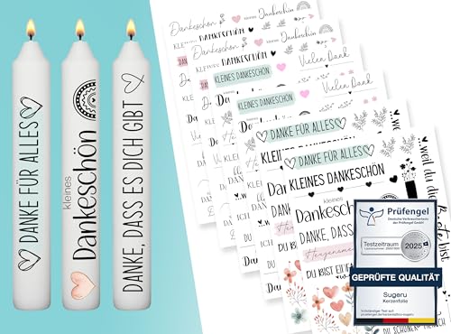 Sugeru 6 X DIN A5 hochzeits kerzenfolie(200+Muster), Kerzentattoo Wassertransferdruck | Wasserschiebefolie kerzen dekorieren| kerzenaufkleber sticker (Danke Ⅱ) von Sugeru