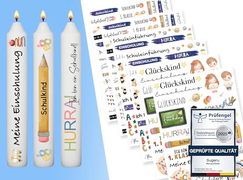 Sugeru 6 X DIN A5 hochzeits kerzenfolie(200+Muster), Kerzentattoo Wassertransferdruck | Wasserschiebefolie kerzen dekorieren| kerzenaufkleber sticker (Schulsaison) von Sugeru