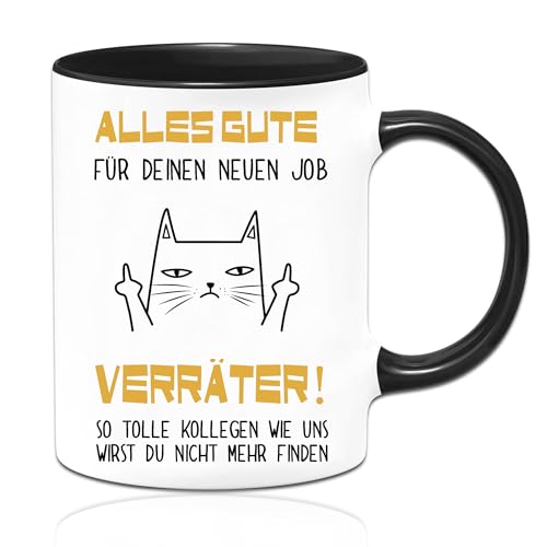 Sugeru Tasse - abschiedsgeschenk kollegen mit Spruch Alles Gute für Deinen neuen Job - Geschenk zum Abschied | kleine geschenke abschied kollegen | Glossy Emaille Tasse (Katze) von Sugeru