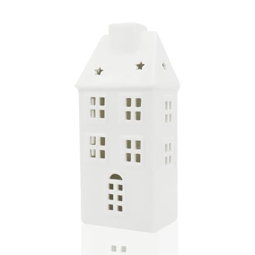 Sugeru Windlicht Lichthaus Haus Dekohaus aus Porzellan,Tisch Kerze Deko Landhaus (II) von Sugeru