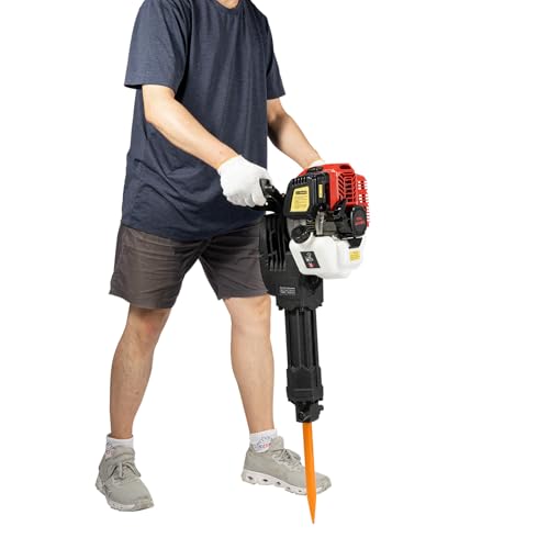 1900W Benzin Abbruchhammer, Schlagkraft Professioneller Betonbrecher mit Flachmeißel und Spitzmeißel, 1500 Schläge/Min Leiser 70dB Vibrationarm für Abbrucharbeiten, Fundament Entfernen, Felsbrechen von SuhoFutus