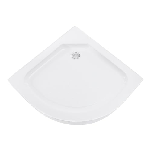 Duschwanne 80x80x14 cm, Sektor Acryl Duschtasse - Eckdesign, Weiß Superflache Duschwanne, Rutschfeste Duschsockel mit Wasserabdeckung Sorgt, Max. Tragfähigkeit 260 kg von SuhoFutus