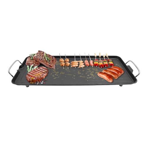 Elektrogrill Standgrill, 1500W Elektrische Grillplatte - Antihaft Beschichtung, Tischgrill für 1-6 Personen, Fünf Temperaturstufen Regelbar, Groß Elektrogrill für Draußen von SuhoFutus