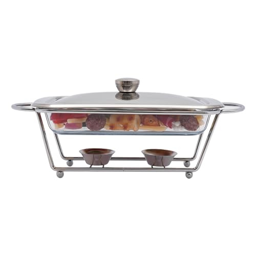 Hitzebeständige Küche Food Warmer Servierschüssel 2 L, Lebensmittelbehälter aus ungiftigem gehärtetem Glas, Buffet Set Erwärmung Tablet, Buffet Server, von SuhoFutus