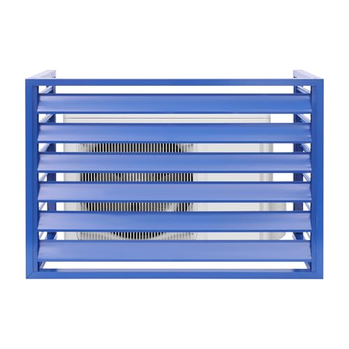 Klimaanlagenabdeckung 1.5P aus robustem Aluminium, doppelter Schutzschirm für Außen und Garten-Deko. Langlebige AC-Zaun-Abdeckung zum Verbergen und Schutz der Außeneinheit.Einfache Montage (Blau) von SuhoFutus