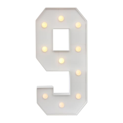 Leuchtzahlen Lampe LED Zahlen, 3D Leuchtzahlen Groß Dekolicht Leuchtende Zahlen - 5/6/7/8/9, Warmes Licht Dekoration, Leuchtbuchstaben für Geburtstag Party Hochzeit Bar Dekoration (9) von SuhoFutus