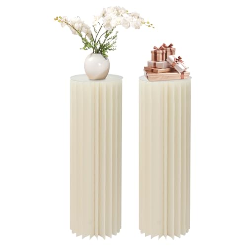 SuhoFutus 2er-Set Blumensäule 100cm Hochzeit Deko Säule aus Pappe und PVC - Tragfähig 50kg, Faltbare Karton Centerpiece Displayständer, Weiße Säulen für Blumenarrangements, Torten, Ballons SuhoFutus 2er-Set Blumensäule 100cm Hochzeit Deko Säule aus Pappe und PVC - Tragfähig 50kg, Faltbare Karton Centerpiece Displayständer, Weiße Säulen für Blumenarrangements, Torten, Ballons von SuhoFutus