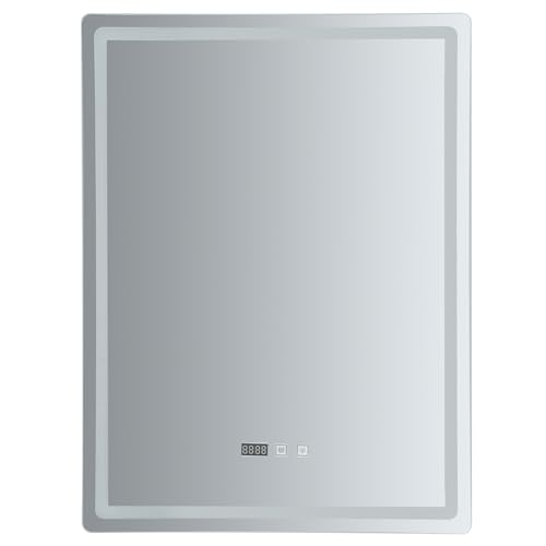 SuhoFutus Badspiegel mit Beleuchtung, 60x80 cm Intelligenter LED Spiegel, Anti-Nebel Dimmbare Lichter, Vertikal Wand Montiert Badezimmerspiegel mit Touch-Taste, Temperatur und Zeit Anzeigen SuhoFutus Badspiegel mit Beleuchtung, 60x80 cm Intelligenter LED Spiegel, Anti-Nebel Dimmbare Lichter, Vertikal Wand Montiert Badezimmerspiegel mit Touch-Taste, Temperatur und Zeit Anzeigen von SuhoFutus