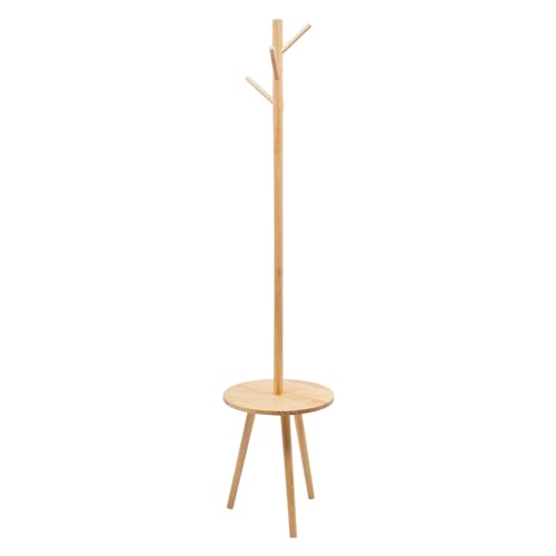 SuhoFutus Garderobenständer, Garderobe aus Kiefernholz, Freistehender Garderobenständer mit 4 Versetzte Haken Sorgen, Garderobe mit Regal, 40 * 40 * 172 cm, Log Farbe von SuhoFutus