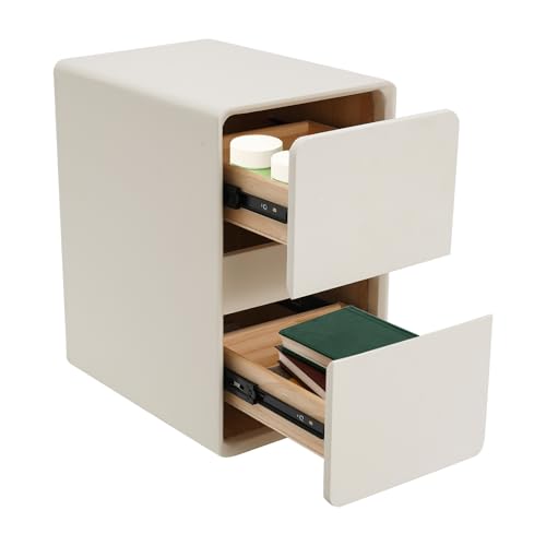SuhoFutus Nachttisch mit 2 Schubladen, Nachtschrank Aufbewahrungsschrank für das Schlafzimmer, Kleine Nachttisch mit Leises Gleiten, für Bett, Sofa, 40x30x48 cm, Weiß von SuhoFutus