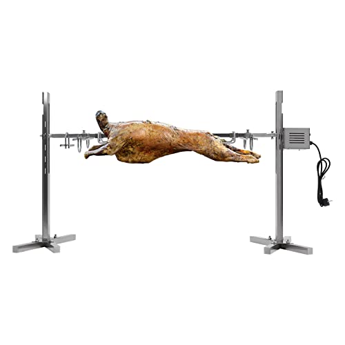 SuhoFutus Spanferkelgrill, 220V BBQ Spanferkelgrill mit Motor Höhenverstellbar Elektrischer Edelstahl Grill, Kann 30 kg Tragen, Spanferkelgrill, Spieß Grill mit Edelstahl-Standbeinen von SuhoFutus