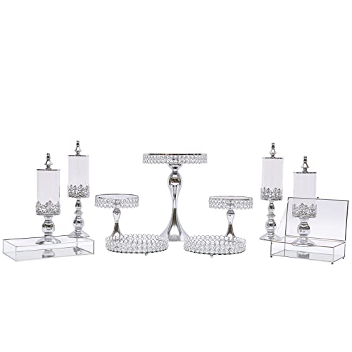 SuhoFutus Tortenständer, 11-Stück Tortenständer Set, Tortenständer Hochzeit Tortenplatte, European Style Cupcake Ständer, Tortenplatte mit Fuß für Party Hochzeit Deko (Silber) von SuhoFutus