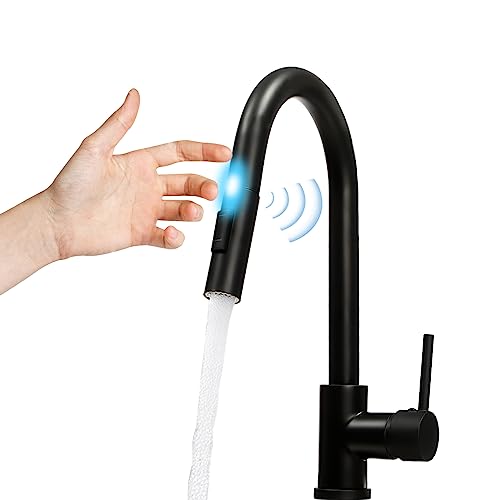 Touch On Sensor Schwarz Wasserhahn Küchenarmatur, Einhandmischer Küchenarmatur mit Ausziehbare Brause, 360° Drehung Mischbatterien, Zwei Wassermodi, Wassertemperatur Regelbar 0-80℃ Touch On Sensor Schwarz Wasserhahn Küchenarmatur, Einhandmischer Küchenarmatur mit Ausziehbare Brause, 360° Drehung Mischbatterien, Zwei Wassermodi, Wassertemperatur Regelbar 0-80℃ von SuhoFutus