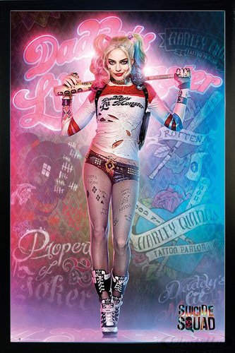 Suicide Squad Poster Stehend Harley Quinn (66x96,5 cm) gerahmt in: Rahmen schwarz von Suicide Squad