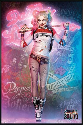 Suicide Squad Poster Stehend Harley Quinn (93x62 cm) gerahmt in: Rahmen schwarz von Suicide Squad