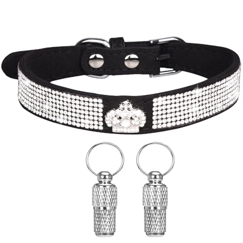 Suiecuor Hundehalsband Kleine Hunde Hundehalsband Strass Glänzende Diamanten Weiches Wildleder Verstellbares Welpenhalsband für Kleine Mittlere Hunde Schwarz M Suiecuor Hundehalsband Kleine Hunde Hundehalsband Strass Glänzende Diamanten Weiches Wildleder Verstellbares Welpenhalsband für Kleine Mittlere Hunde Schwarz M von Suiecuor