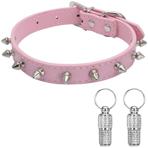 Suiecuor Leder hundehalsband mit Stacheln Bullet Nail Rivet Hunde Halsband geeignet für kleine mittlere und große Hunde und Katzen Rosa XS Suiecuor Leder hundehalsband mit Stacheln Bullet Nail Rivet Hunde Halsband geeignet für kleine mittlere und große Hunde und Katzen Rosa XS von Suiecuor