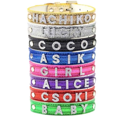 Suiecuor Personalisiertes Hundehalsband Hundehalsbänder mit personalisierten Buchstaben mit Strass für kleine mittelgroße Hunde Suiecuor Personalisiertes Hundehalsband Hundehalsbänder mit personalisierten Buchstaben mit Strass für kleine mittelgroße Hunde von Suiecuor