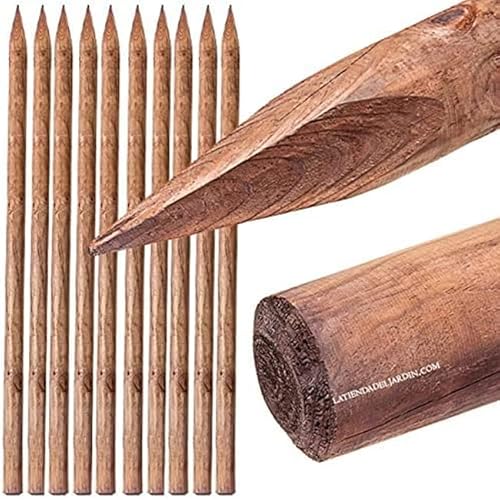 Suinga 20 Stück Baumstäbe 150 cm, Ø 4 cm, Rankstäbe mit Spitze, Holzpfosten, Palisaden, Befestigungspfähle, Gartenpfähle, Pflanzenstäbe braun F29114_x20 von Suinga