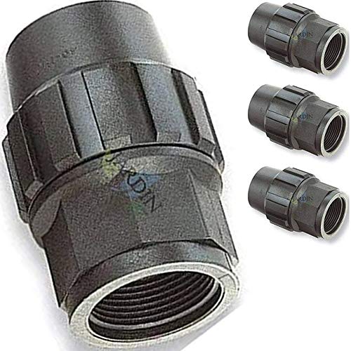 Suinga 4 Stück PP Kupplung MDPE 25mm x 3/4'' Zoll mit Innengewinde AG | Verschraubung für PE Rohr PN16 DVGW Trinkwasser zertifiziert, schwarz von Suinga
