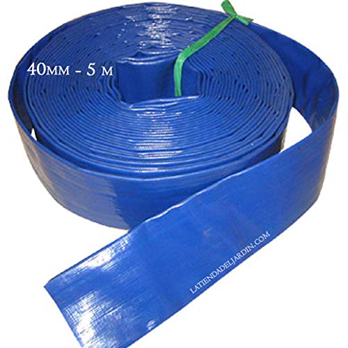 Suinga - Flachschlauch, 40 mm, 5 m, für Wasserablauf, Polyester, PVC, Blau, Gummi für Zündungen und Pools (1 1/4 Zoll). von Suinga