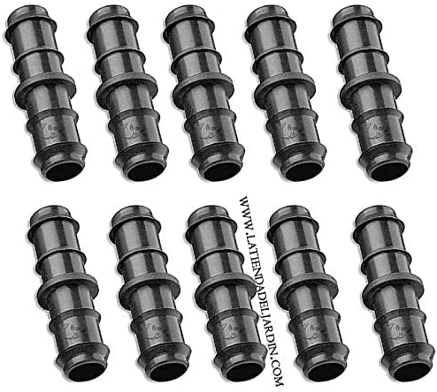 Suinga Pack 50 Tropfbewässerungs-Verbindern 16 mm | Muffenverbinder für Rohre 16 mm | Tropfbewässerungs-Verbinder, schwarz. von Suinga