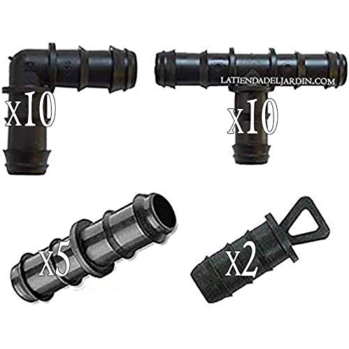 Suinga TROPFBEWÄSSERUNG 16MM Pack: 10 T-Stücke + 10 Bögen + 5 Verbindungsstücke + 2 Stopfen. Farbe schwarz. Suinga TROPFBEWÄSSERUNG 16MM Pack: 10 T-Stücke + 10 Bögen + 5 Verbindungsstücke + 2 Stopfen. Farbe schwarz. von Suinga