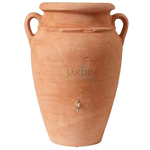 Terrakotta Amphoren-Tank. Fassungsvermögen: 250 Liter. Inklusive Wasserhahn. Abmessungen: Durchmesser 70 cm, Höhe 108 cm. von Suinga