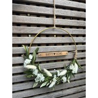 Trockenblumenkranz „Happy Home" Wandkranz Türkranz Deko Blumenkranz Dekokranz Boho Weiß Olive Trockenblumen Trockenblumenkranz „Happy Home" Wandkranz Türkranz Deko Blumenkranz Dekokranz Boho Weiß Olive Trockenblumen von Suitcaselovers