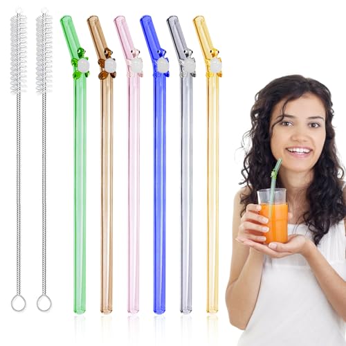 6 Pcs Strohhalme Glas Wiederverwendbar Trinkhalme Glas Farbenfroh mit 2 Reinigungsbürsten Gebogen Glasstrohhalme mit Bunte Schildkröten für Cocktail Strohhalme Bubble Tea Strohhalme Smoothies 6 Pcs Strohhalme Glas Wiederverwendbar Trinkhalme Glas Farbenfroh mit 2 Reinigungsbürsten Gebogen Glasstrohhalme mit Bunte Schildkröten für Cocktail Strohhalme Bubble Tea Strohhalme Smoothies von Suitedget