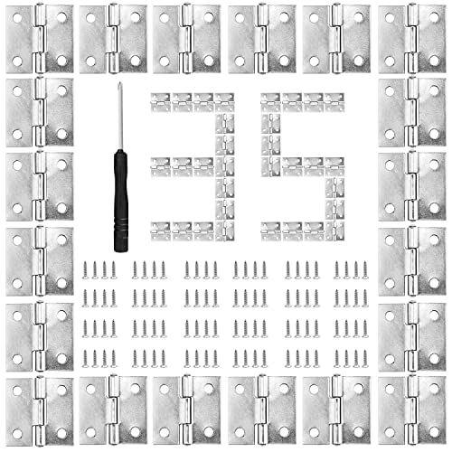 B-058-35 35Pcs Scharnier Mini Scharniere Klappbar Edelstahl-Türscharnier Mit Klein Schraube, Schraubendreher Für Kleinmöbel, Kleine Schmuckkästchen, Puppenhaus-Miniaturmöbel von Suitedget