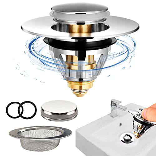 Universal Stöpsel Waschbecken Stöpsel Badewanne Abflussstopfen Waschbecken Stöpsel Verschluss Abfluss Stöpsel Mit Waschbeckensieb Pop Up Ablaufgarnitur Für 34-38mm Waschbecken Abflussloch (1 Stück) von Suitedget