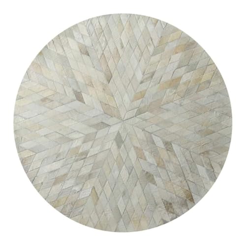Designer-Teppich aus echtem Leder, rund, dick und strapazierfähig, leicht zu reinigen, Wohnzimmerteppich, minimalistischer Fellteppich, großer handgefertigter Rindslederteppich for das Wohnzimmer(Diam von Suixtil
