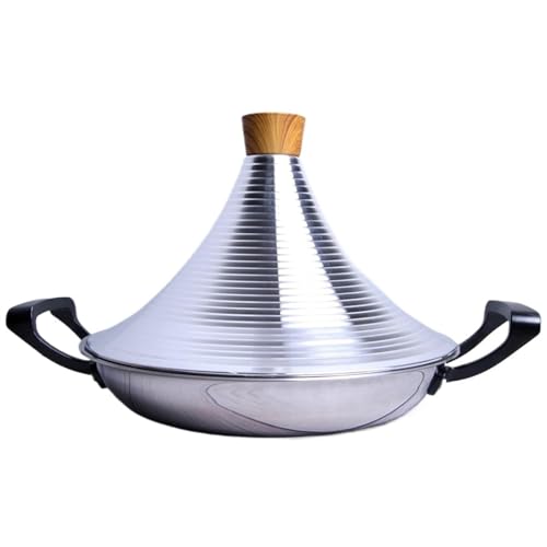 Edelstahl Tajine Topf für Induktion, marokkanischer Kochtopf mit konischem Deckel – Ideal für koreanische Pfannengerichte und Büfett(28cm) von Suixtil