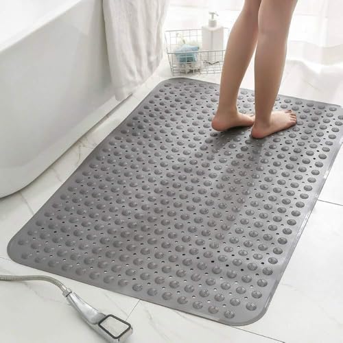 Große Badewanne Anti-Rutsch-Matte PVC-Material verdickt Dusche + Massage Dual-Use mit Saugnäpfen große rutschfeste und Fallen Duschmatte grau extra große Größe(Dunkelgrau,80X120cm) von Suixtil