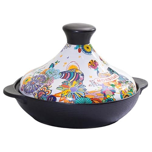 Marokkanischer Tajine Topf aus emaillierter Keramik, handgefertigt mit kegelförmigem Deckel – Ideal für traditionelles Kochen(2.2L) von Suixtil