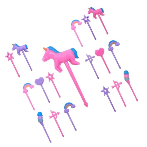Miniatur Einhorn Zahnstocher, 24 Stück - Für Kinder-Party, Bento Lunchbox, Obstteller & Tiernahrung-Deko (Süß & Kindgerecht) von Suixtil