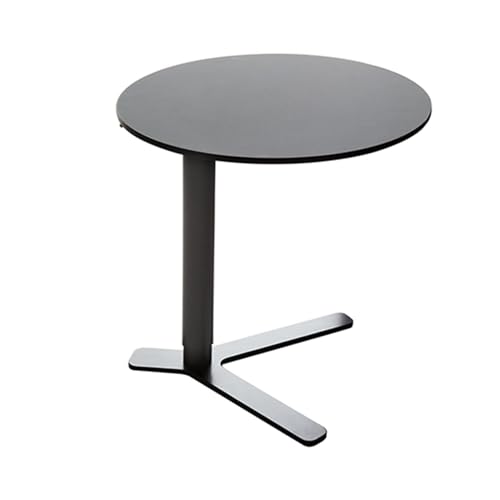 Runder Industrieller Couchtisch mit Metallrahmen | Kleiner Beistelltisch für Wohnzimmer | Moderner Kaffee- und Snacktisch | Schwarz(50x50x50cm) von Suixtil