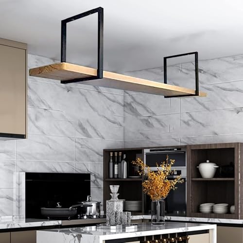 Shelf Ceiling Racks Shelf Hanging Ceiling Mounted Frame Iron Loft Heavy Wine Racks Suitable for Kitchen/bar/Restaurant(60CM) von Suixtil