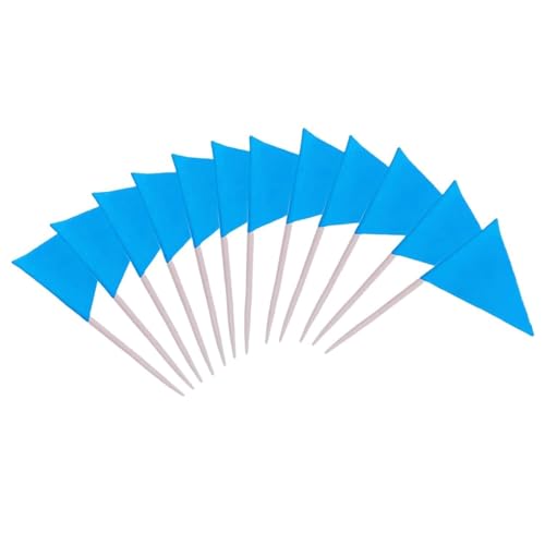 Solide Leere Dreieck-Zahnstocher-Flaggen, 100 Stück (Gelb) - Mini Zahnstocher-Flagge für Cupcake-Topper, DIY-Dekoration & Party-Marker(Blau) von Suixtil