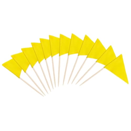 Solide Leere Dreieck-Zahnstocher-Flaggen, 100 Stück (Gelb) - Mini Zahnstocher-Flagge für Cupcake-Topper, DIY-Dekoration & Party-Marker(Gelb) von Suixtil