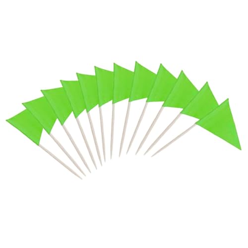 Solide Leere Dreieck-Zahnstocher-Flaggen, 100 Stück (Gelb) - Mini Zahnstocher-Flagge für Cupcake-Topper, DIY-Dekoration & Party-Marker(Grün) von Suixtil