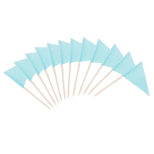 Solide Leere Dreieck-Zahnstocher-Flaggen, 100 Stück (Gelb) - Mini Zahnstocher-Flagge für Cupcake-Topper, DIY-Dekoration & Party-Marker(Himmelblau) von Suixtil