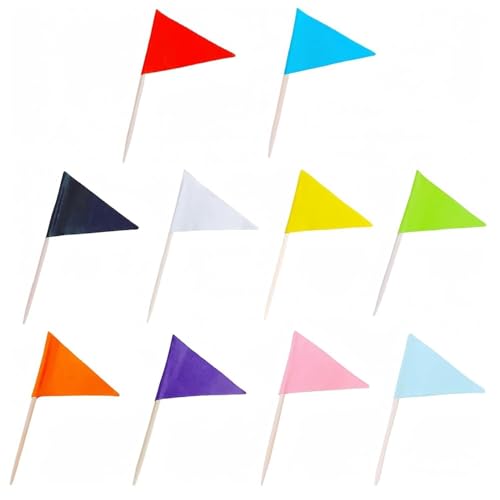 Solide Leere Dreieck-Zahnstocher-Flaggen, 100 Stück (Gelb) - Mini Zahnstocher-Flagge für Cupcake-Topper, DIY-Dekoration & Party-Marker(Mehrfarbig) von Suixtil