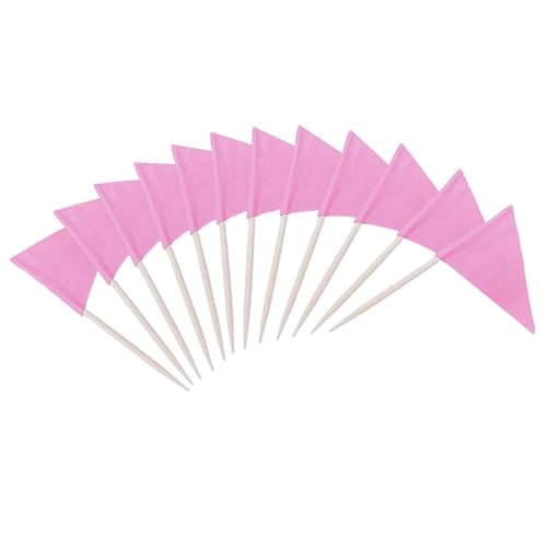 Solide Leere Dreieck-Zahnstocher-Flaggen, 100 Stück (Gelb) - Mini Zahnstocher-Flagge für Cupcake-Topper, DIY-Dekoration & Party-Marker(Rosa) von Suixtil