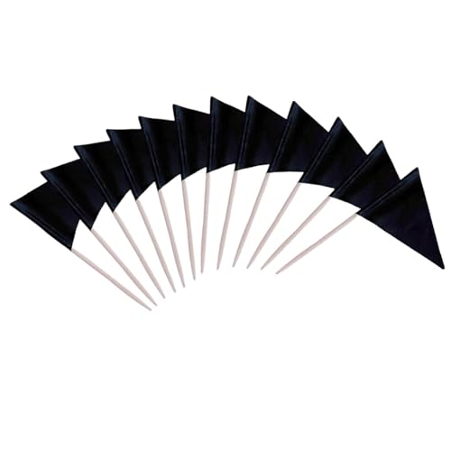 Solide Leere Dreieck-Zahnstocher-Flaggen, 100 Stück (Gelb) - Mini Zahnstocher-Flagge für Cupcake-Topper, DIY-Dekoration & Party-Marker(Schwarz) von Suixtil