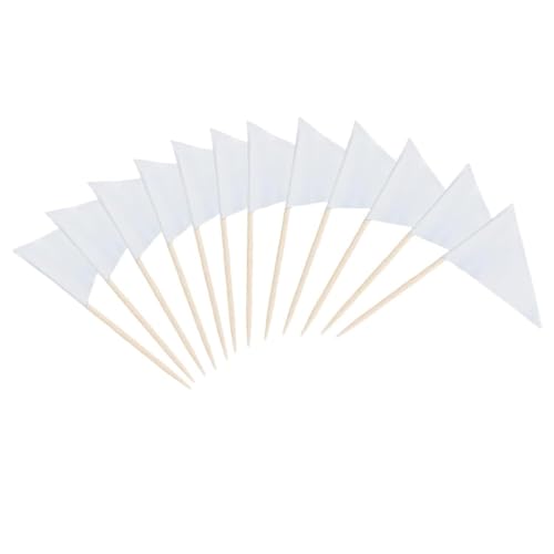Solide Leere Dreieck-Zahnstocher-Flaggen, 100 Stück (Gelb) - Mini Zahnstocher-Flagge für Cupcake-Topper, DIY-Dekoration & Party-Marker(Weiss) von Suixtil
